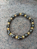 Hematite Magnetic Expandable Bracelet with Brass/Silver Color Spacers