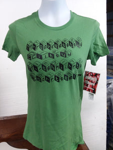 *One-Off*-"Cubed" design on Medium Ladies Pistachio Green 100% Cotton Bella 'The Favorite Tee'