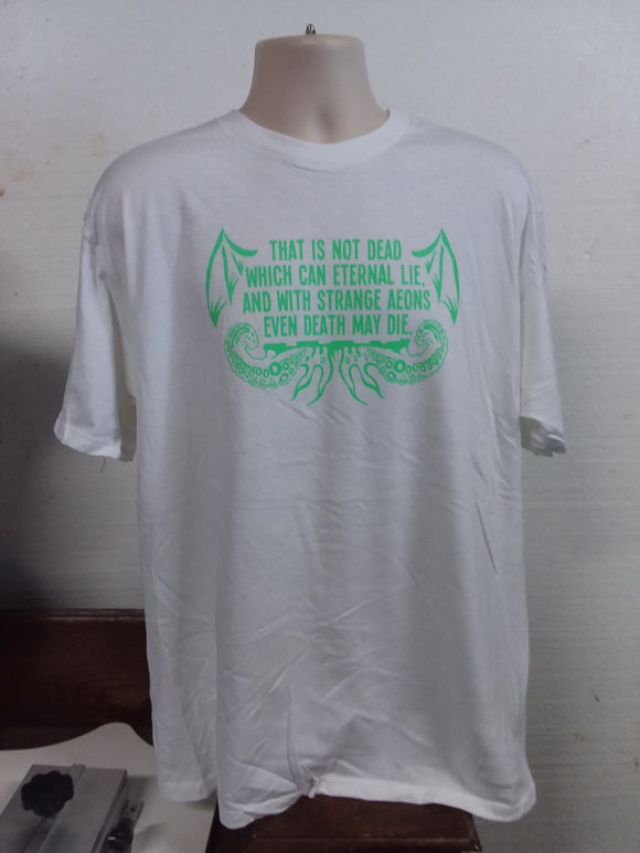 H.P. Lovecraft Quote XL Unisex White Delta Pro Weight 100% Pre-Shrunk Cotton Affiliate T-shirt