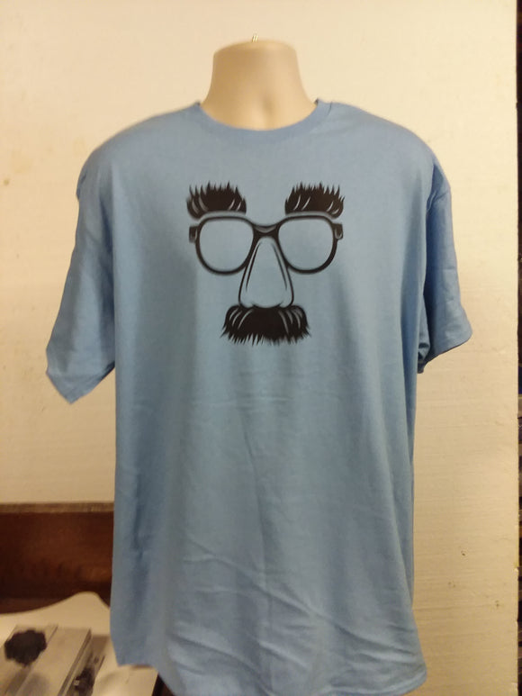 Groucho Glasses XL Lite Blue Delta Pro Weight 100% Pre-Shrunk Cotton Affiliate T-shirt