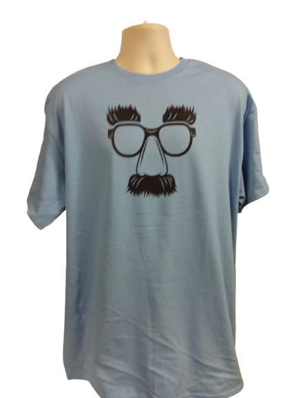 Groucho Glasses XL Lite Blue Delta Pro Weight 100% Pre-Shrunk Cotton Affiliate T-shirt