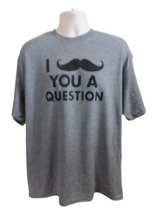 "I Moustache You A Question" XL Men's Gray Delta Pro Weight 100% Pre-Shrunk Cotton Affiliate T-Shirt