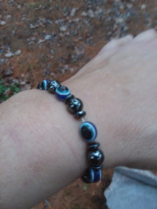 Magnetic Hematite Bead Protective Eye Expandable/Stretch Bracelet