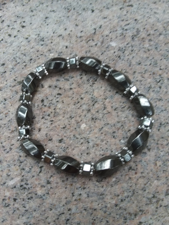 Magnetic Hematite Silvery Spacer Expandable/Stretch Bracelet