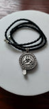 Norse Viking Two-Sided Alloy Metal Rune Pendant on 24" Leather cord - Design B Odin's Raven