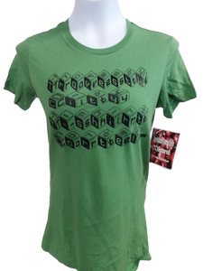 *One-Off*-"Cubed" design on Medium Ladies Pistachio Green 100% Cotton Bella 'The Favorite Tee'