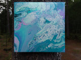 Quebra de Agua 8" X 8" X 1" Acrylic drop painting 2020