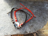 Adjustable Yin Yang 2 piece Red & Black Bracelet for Couples