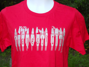 Robot Takeover of Michigan- Silver Glitter Ink on an Anvil Unisex Red T**ONLY 18 T-SHIRTS PRINTED FOR THIS BRAND/COLOR!!**