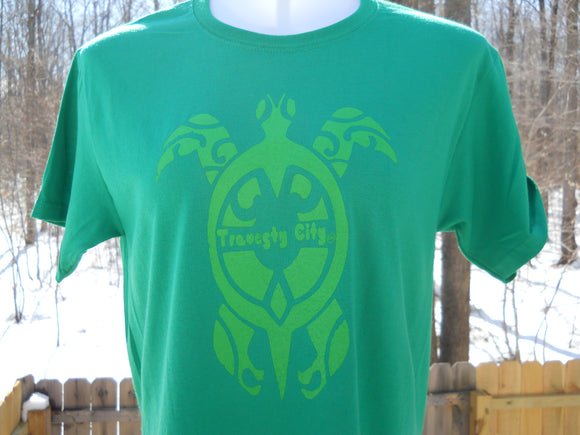 TRTL 1 design on a Unisex Kelly Green color Hanes Heavyweight 50/50 cotton/poly blend t-shirt**ONLY 8 T-SHIRTS PRINTED FOR THIS BRAND/COLOR!!**